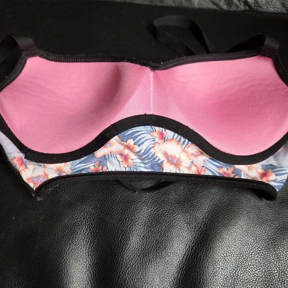PINK Tropical floral Caged Bralette size SMALL - Picture 7 of 8